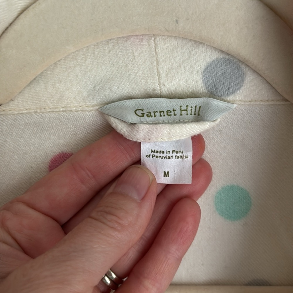 Garnet Hill Cotton Flannel Robe. Multi Colored Polkadot. Size Medium - Picture 5 of 7